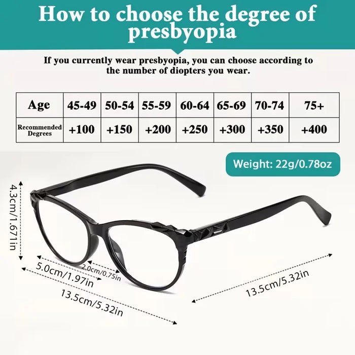 Lunettes de lecture œil de chat rétro contrastées pour femme, lunettes anti-lumière bleue, lunettes de lecture légères et confortables