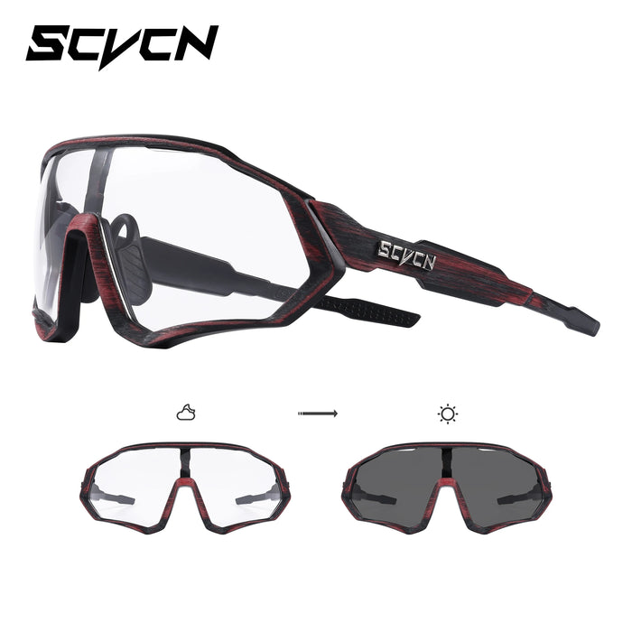 SCVCN Photochromic Cycling Sunglasses Outdoor Sports Running Drving Glasses Road MTB Bicycle Goggles  UV400 Safety Bike Eyewear
