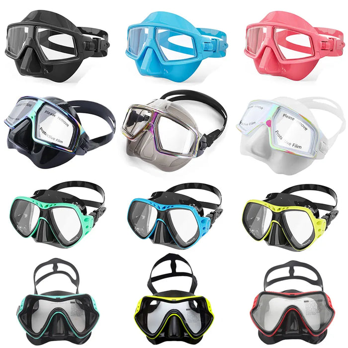 New Multi-Style Adult Scuba Diving Mask Swimming Goggles Scuba Snorkel Silicone HD Anti-Fog Tempered Glass Diving Goggles Gifts