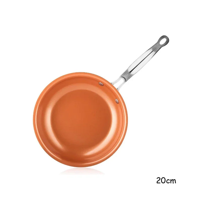 Sartén de Cobre Antiadherente de 8/10/12 Pulgadas, Sartenes de Cocina para Huevos, Bistec, Pescado, Cocinar, Freír, Apta para Uso General en Cocinas de Gas e Inducción