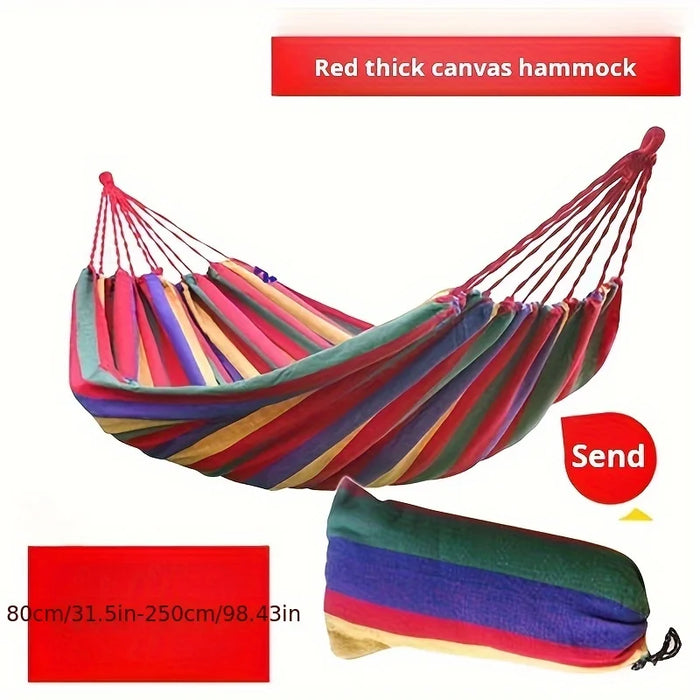 1 Piece Portable Woven Canvas Hammock With Storage Bag Anti Rolling Hammock For Indoor Outdoor Camping Garden Backyard