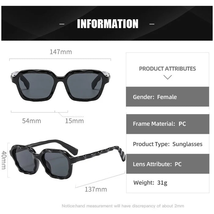 New Square Sunglasses Women  Wave Frame Vintage Shades Brand Designer Gafas Luxury Sun Glasses UV400 Eyewear Oculos