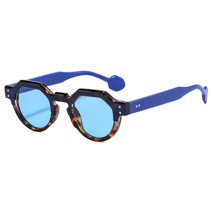 Lunettes de soleil rétro carrées irrégulières pour femmes, petite taille, UV400, verres ronds pour hommes, rivets punk