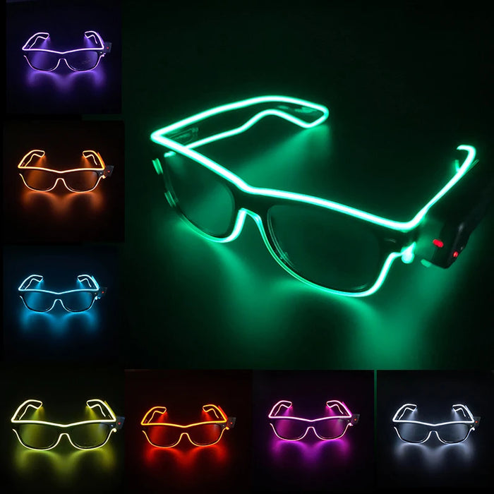 Nouvelles lunettes lumineuses LED sans fil pour festival, rave, soirée, lunettes de soleil mosaïque lumineuses néon, lunettes de club disco