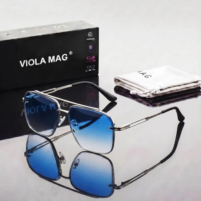 Gafas de sol de aviador con doble puente de estilo retro de lujo VIOLA MAG, gafas de piloto prémium, gafas de sol cuadradas de diseñador de moda con protección