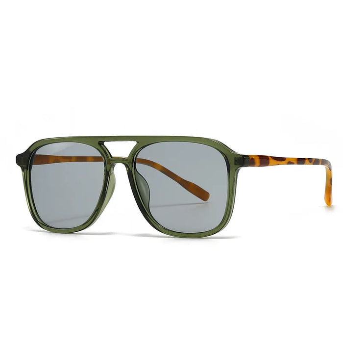 Ins Retro Double Bridge Square Women Sunglasses 2025 Fashion Leopard Print Gradient Lenses Men Trend Gafas de sol UV400