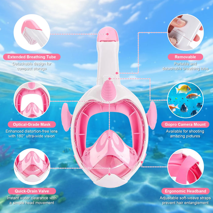 Kids Unicorn Snorkel Mask Full Dry Anti Fog Waterproof With Advanced Respiratory System Diving Swim Equipment For Children