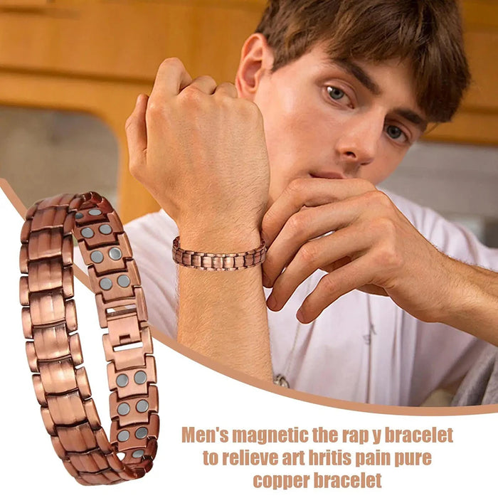 Men's Purple Copper Magnetic Therapy Bracelet for Exercise, Running, Joint Pain Relief, Jewelry
