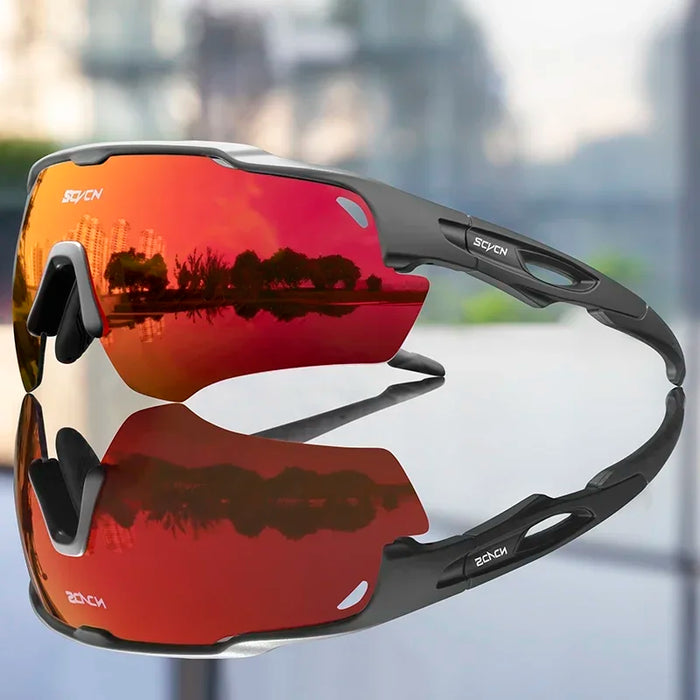 SCVCN Outdoor Bicycle Photochromic Glasses Men Cycling Glasses Polarized Cycle Sunglasses MTB UV400 Goggles Woman Bike Eyewear