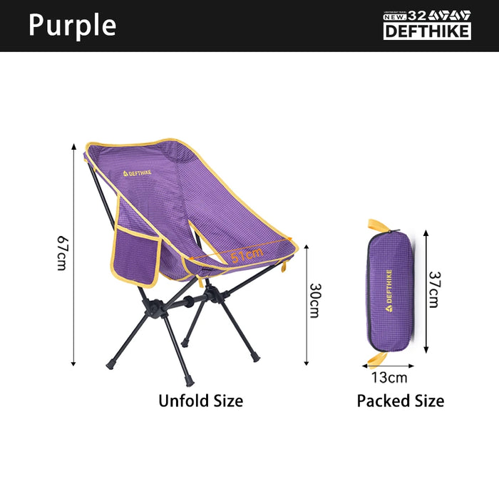 Defthike Official Folding Chair Oversized Camping Chair 7 Series Aluminum Alloy Load Capacity 150kg Outdoor Portable Chair Home