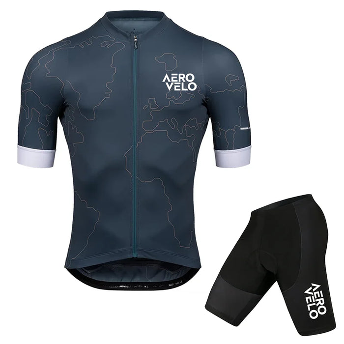 AERO VELO Cycling Jersey Set Men Cycling Clothing Summer Road Training Bike Shirts Suit Bicycle Bib Shorts MTB Uniform