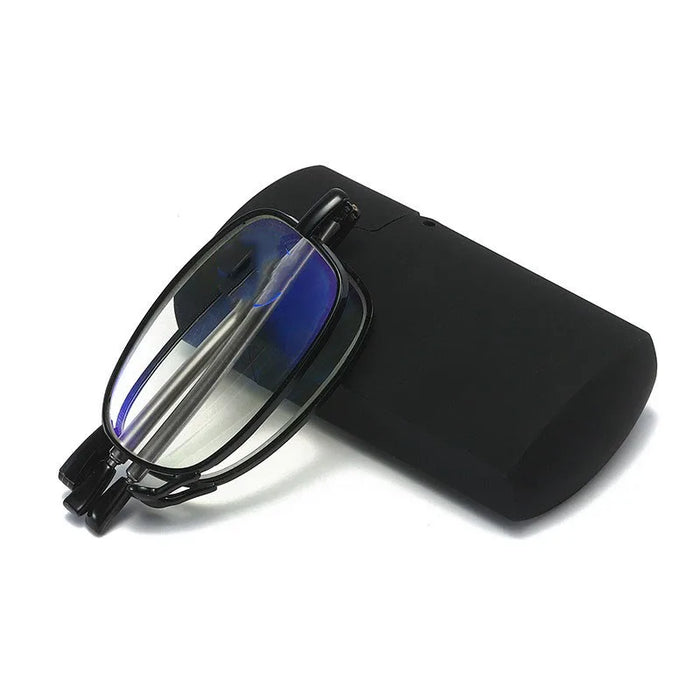 Antenna-protected blue light reading glasses, unisex folding portable glasses, with zippered bag and lighter case