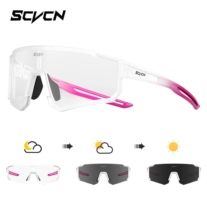 SCVCN Color Photochromic Cycling Glasses Men MTB Cycling Sunglasses Women Road Bike Glasses Outdoor Sports Bicycle Sunglasses