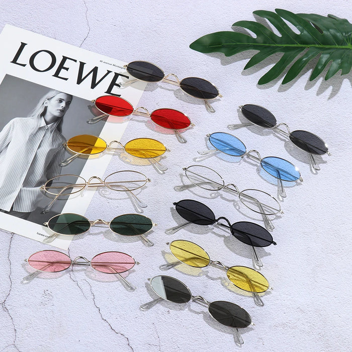 Summer Retro Small Oval Sunglasses Ladies Vintage Shades Cat Eye Sun Glasses Men Women Rectangular Eyeglasses Protection 400UV