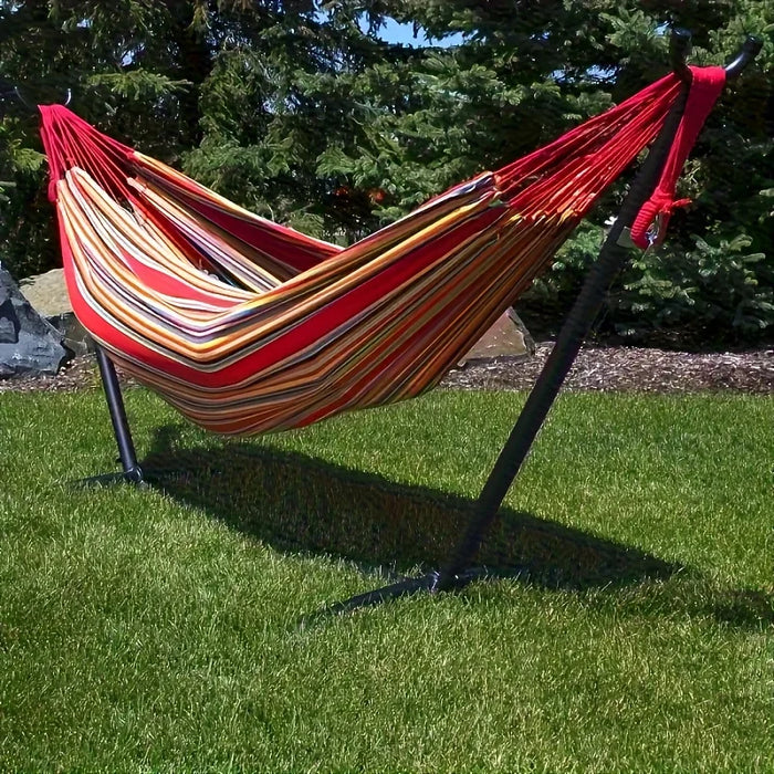 1 Piece Portable Woven Canvas Hammock With Storage Bag Anti Rolling Hammock For Indoor Outdoor Camping Garden Backyard