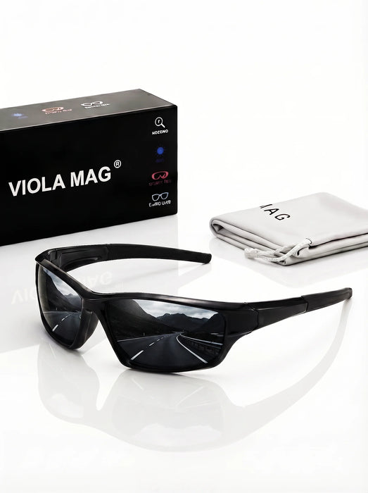 VIOLA MAG Premium Sports Sunglasses, Ultra-light TR90 Frame Wrap-around Glasses, Stylish Fishing Sunglasses, with Protective Cas