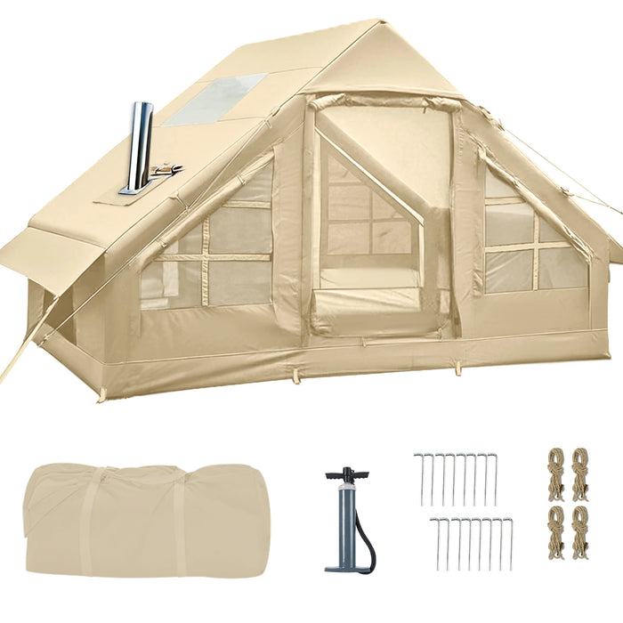 Inflatable Tents for Camping - Easy Blow Up Glamping Tent with Hand Pump, Hot Tent with Stove Jack Waterproof PVC Air Inflatable