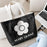 Fashion M-Mary Quant Storage Bags 2-Piece Canvas Tote Bag Set with Zipper Pouch Large Capacity Shopping Travel Bag