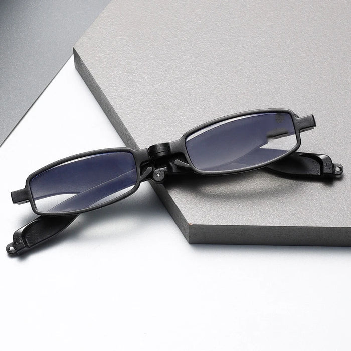 Gafas de lectura antirayos azules, plegables y portátiles con funda de cuero, gafas de lectura de resina de alta definición