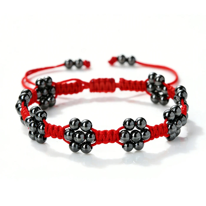 Handmade Adjustable Red Braided Rope Bracelets 5mm Copper Beads Flower Shape Lucky Bangle Women Daily Wear Fashion Jewelry Gifts
