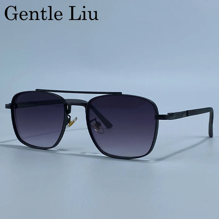 2026 Luxury Square Sunglasses Men Retro Double Bridge Metal Frame Driving Eyewear Vintage Sun Glasses For Male Outdoor Shades