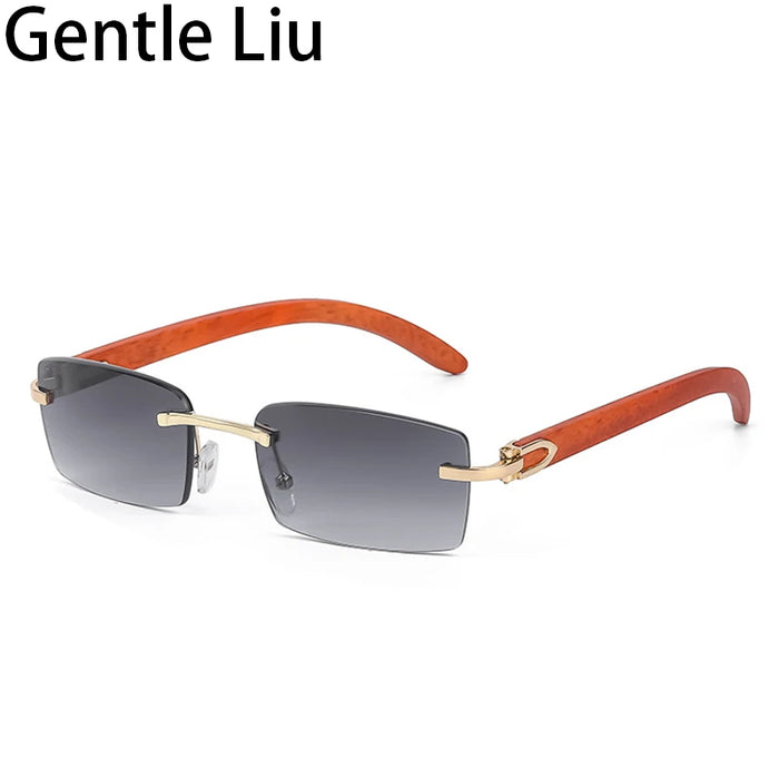 Punk Rimless Rectangle Sunglasses Men 2026 Fashion Vintage Trendy Small Square Sun Glasses for Male Frameless Eyewear UV400