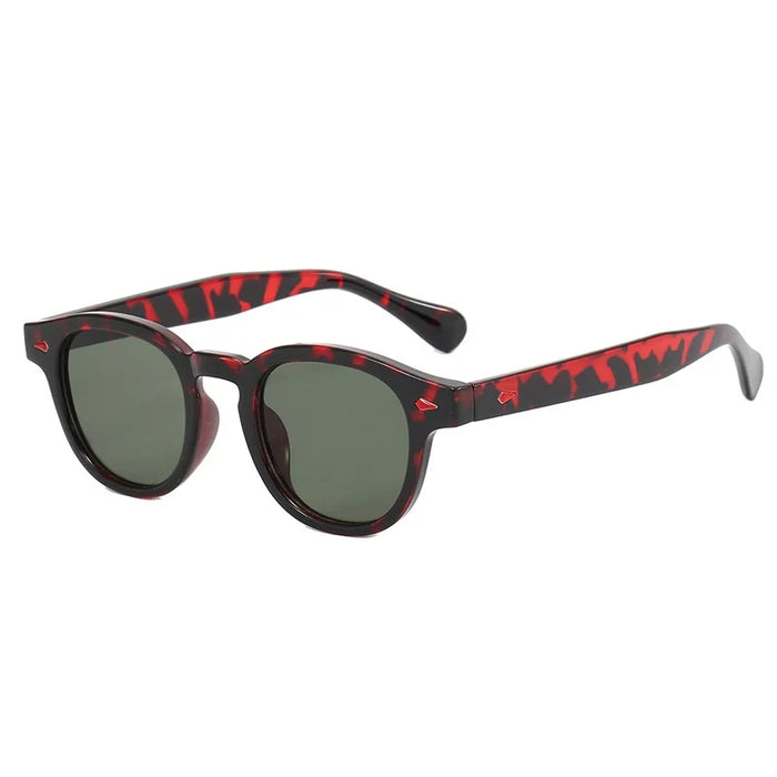 Fashion Retro Round Sunglasses Women Rivets Decoration Men Shades UV400 Punk Leopard Sun Glasses