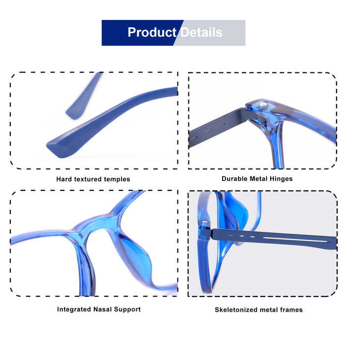 Titanium Alloy Reading Glasses Men Women Light&Thin Anti Blue Light Blocking Presbyopic Eyeglasses Flexible Square Computer Lens