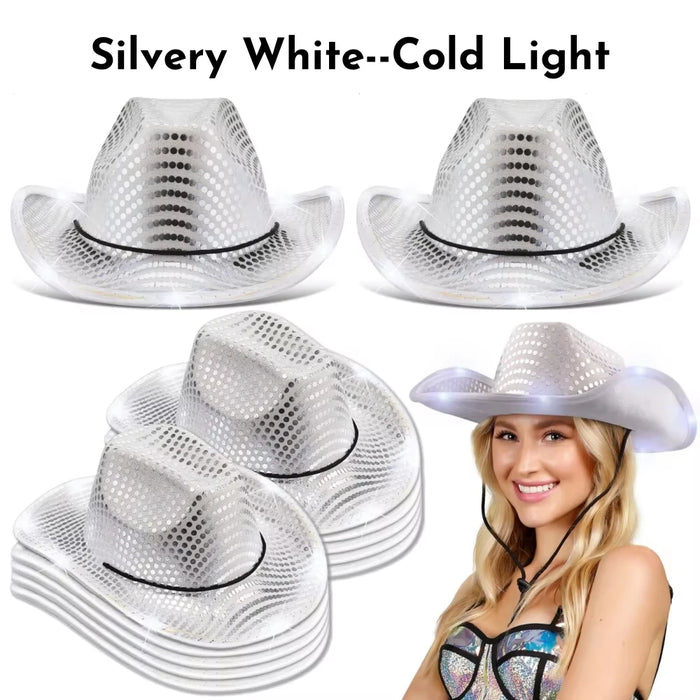 8/10/16/20/40 Sombreros de vaquero iluminados Sombreros de boda iluminados Sombreros de vaquera occidentales LED para recepción de bodas, baile, despedida de soltero