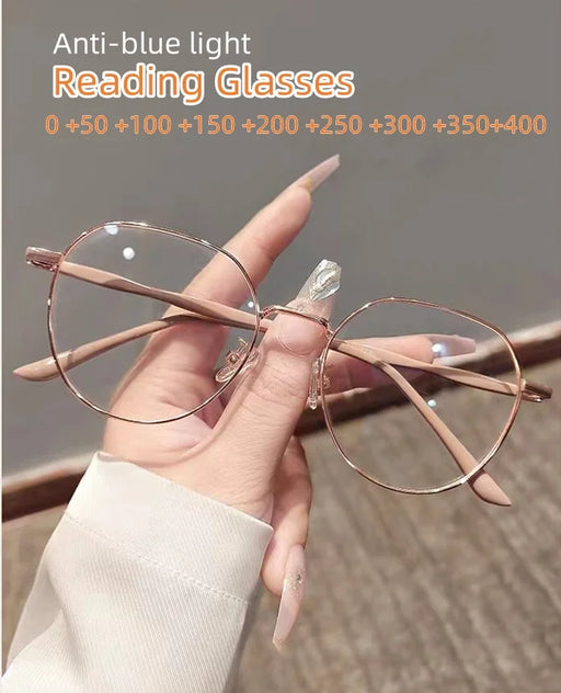 Gafas de lectura unisex con lentes HD, retro, para presbicia, a la moda, con luz anti-azul, para hipermetropía, graduación +1.0 a +4.0