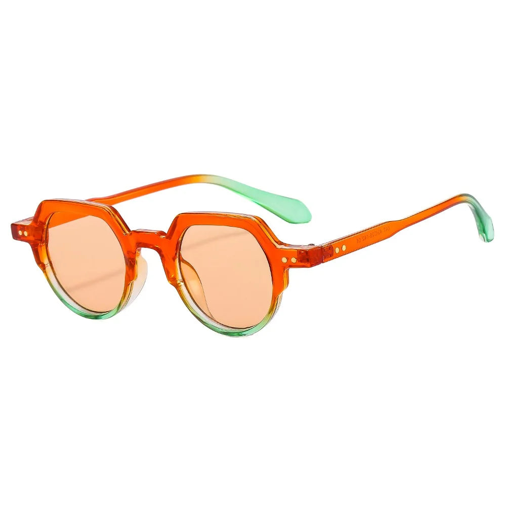 Fashion Small Irregular Square Sunglasses Women Retro Round Clear Ocean Lens Shades UV400 Men Rivets Punk Sun Glasses