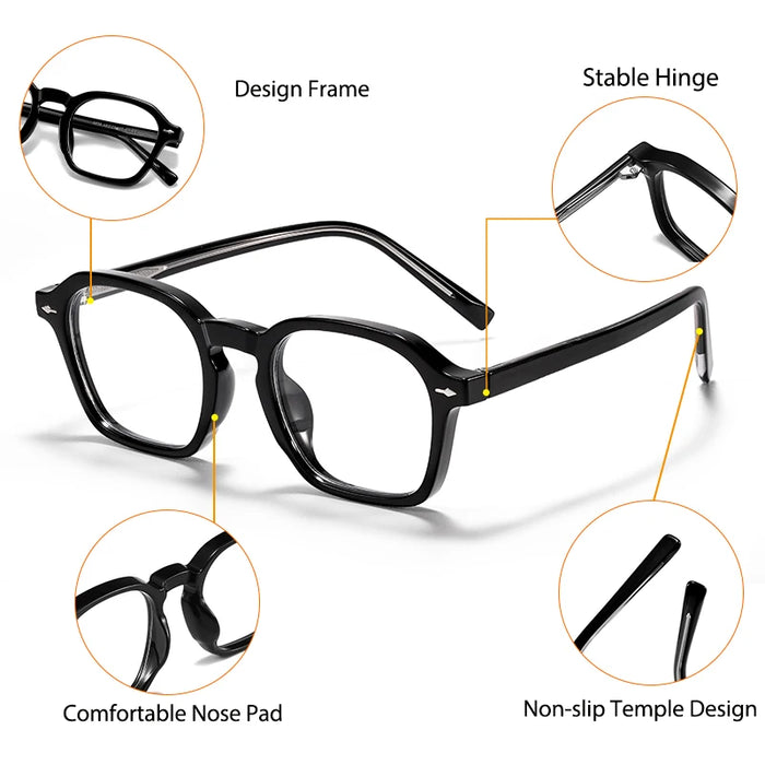 HBK Square Men's Optical Eyeglass Frame Retro High Quality Brand Eyewear Women's Anti Blue Light Decoration Glasses