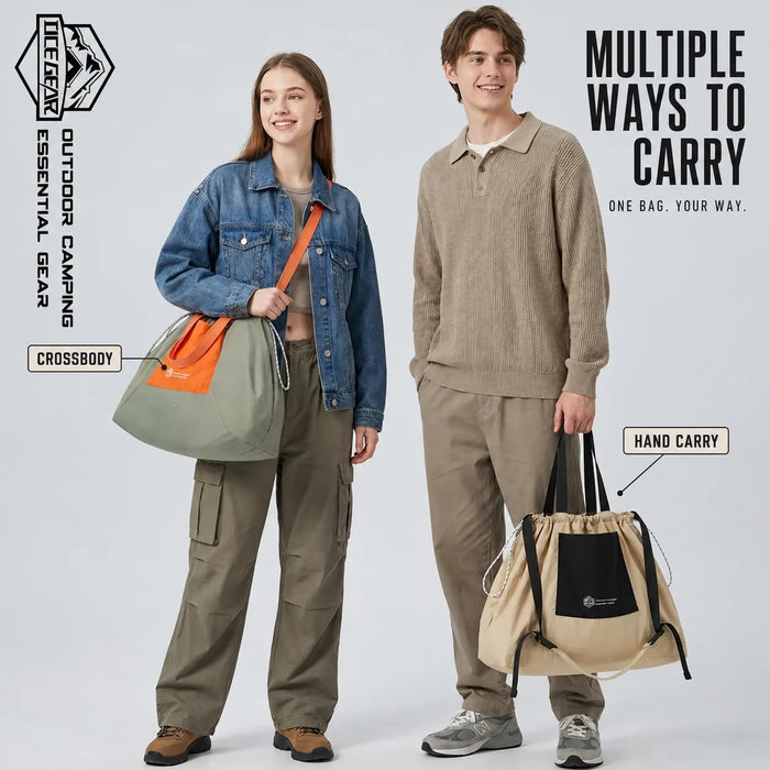 32L Large Capacity Foldable Tote Bag Ultralight 70D Nylon Shoulder Bag Waterproof Outdoor Camping Hiking Grocery Shopper Bag