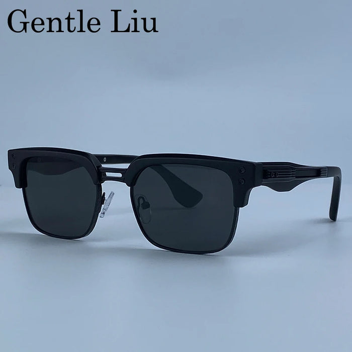 Retro Photochromic Classic Square Punk Sunglasses Men Metal Frame Driving Sun Glasses Male Vintage Luxury Brand Eyewear Shades