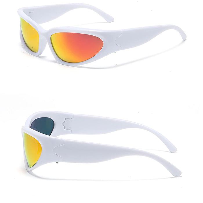 VIVIBEE Y2K Sunglasses Women Steampunk Mirror White Sports Mne Goggles UV400 Punk Sun Glasses 2026 Trending Product