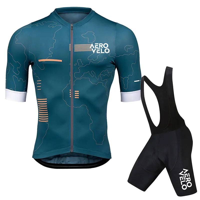 AERO VELO Cycling Jersey Set Men Cycling Clothing Summer Road Training Bike Shirts Suit Bicycle Bib Shorts MTB Uniform