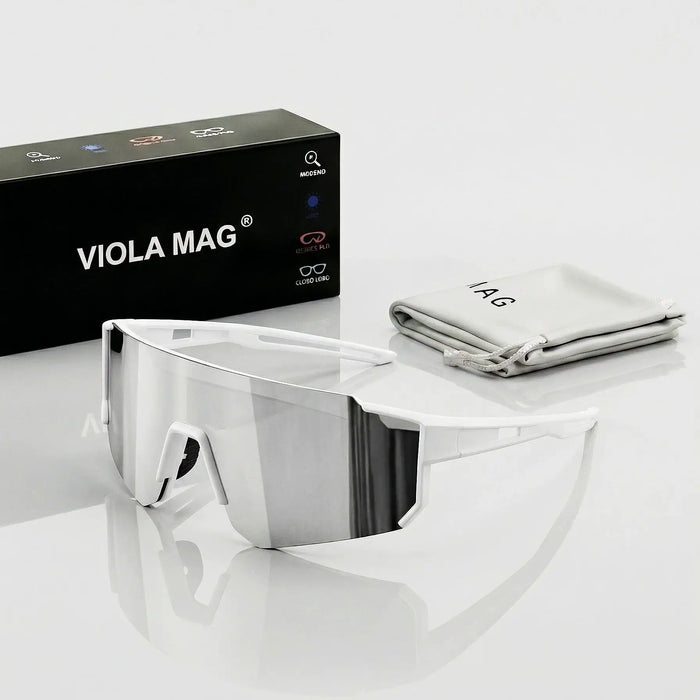 VIOLA MAG Unisex Sports Sunglasses, Oversized Frame Cycling Glasses, Lightweight TR90 Lenses, Non-slip for Running, Fishing, Hik