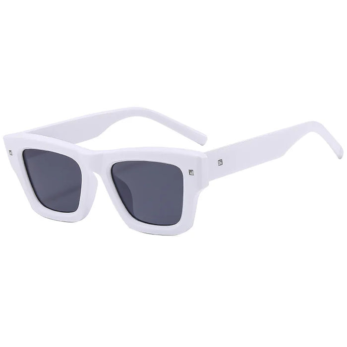 Nouvelles Lunettes de Soleil Carrées Irrégulières Homme Rétro Tendance Rivets Luxe UV400 Femme Lunettes de Soleil Bleues Marque Oculus