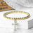 5mm Copper Beaded Bracelets With Alloy Cross Pendant Bangles Fashion Women Elastic Rope Wristbands Men Energy Yoga Jewelry Gifts