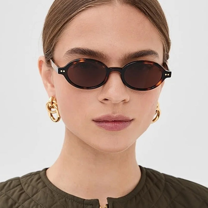 Nuevas Gafas de Sol Pequeñas Ovaladas para Mujer, Gafas de Sol para Hombre, Tonos Retro Femeninos, Gafas con Lentes Transparentes, de Moda para Mujer, UV400