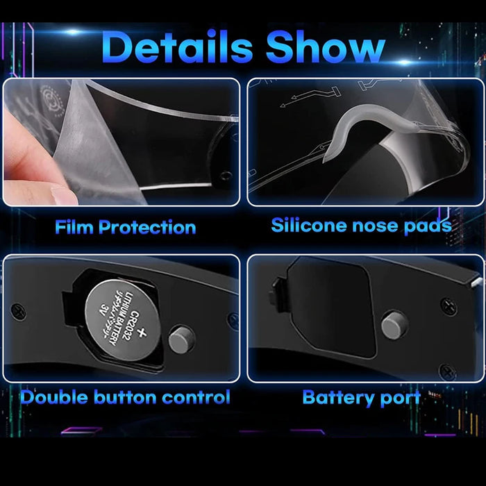 Cyberpunk LED Light Up Glasses Futuristic Luminous Unisex Eyewear Cool Glowing Glasses For Cosplay Bar Rave Club Halloween Party