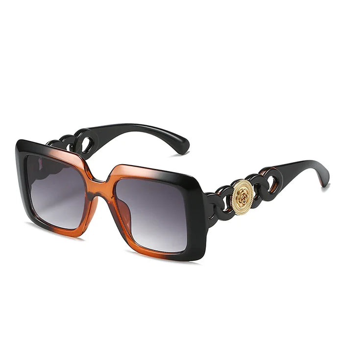 Square Sunglasses Women Ins Popular Fashion Double Color Frame Retro Leopard Shades UV400 Men Trending Sun Glasses Oculus
