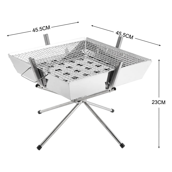 Goture 1pc Portable Stainless Steel Foldable BBQ Grill, 1-2 People Charcoal Stove for Camping Picnic & Outdoor