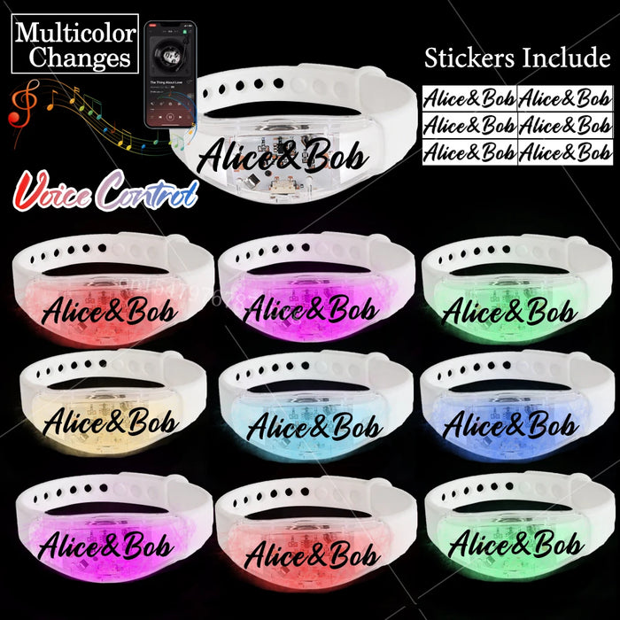 20-200 piezas Pulseras LED personalizables para bodas Pulsera de control de música y sonido Pulsera luminosa ajustable para bodas, cumpleaños, conciertos