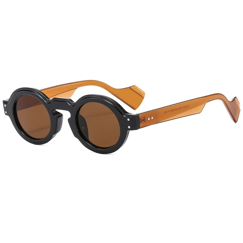 Round Sunglasses Women Men Punk Double Color Shades Retro Rivets Decoration Trending Sun Glasses Clear Lens Frame UV400