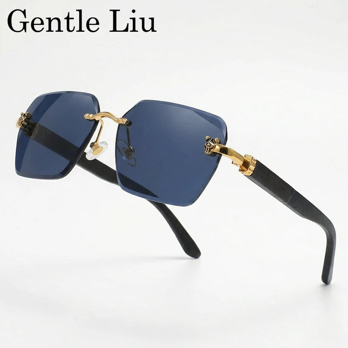 Rimless Square Men Sunglasses 2026 Luxury Polygon Photochromic Sun Glasses Male Driving Shades Punk Cut Lenses Frameless Eyewear