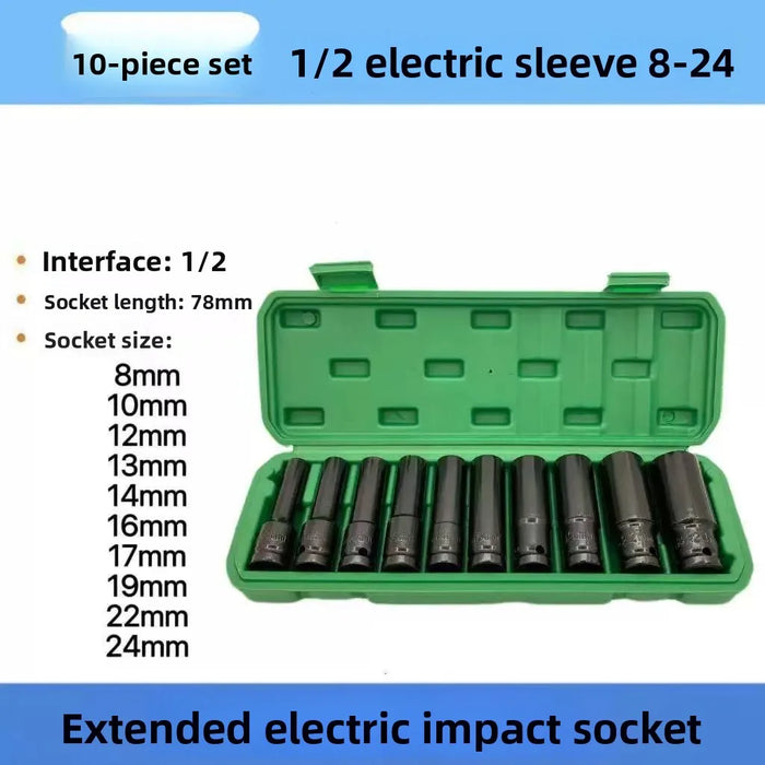 Heavy Duty 10pcs 1 2 Drive Metric Universal Deep Impact Socket Set Hand Wrench for Auto Repair Tools