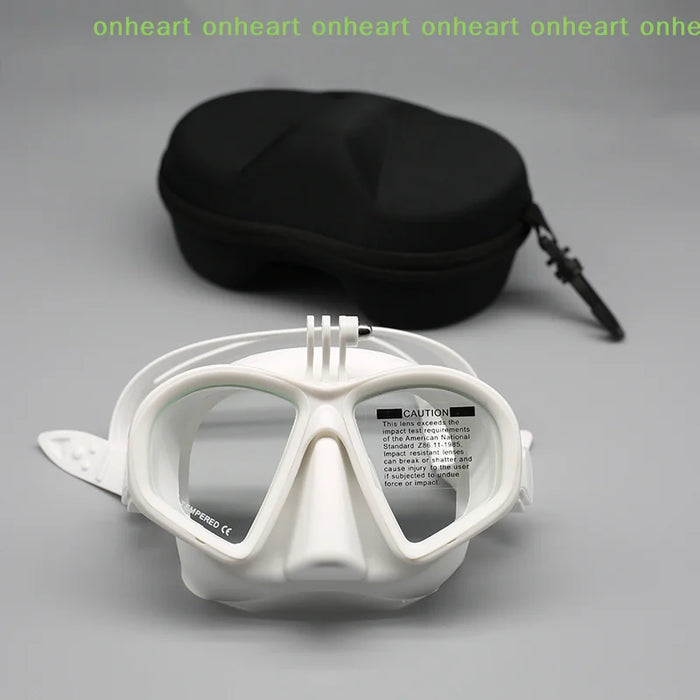 [C]Foldable Snorkel J-type Diving Mask With Camera Mount Tempered Glass Freediving Mask Snorkeling Set