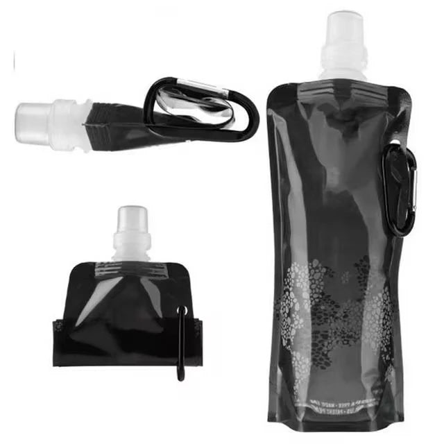 500ML Botella de agua plegable de silicona ultraligera portátil Bolsa de agua plegable Suministros deportivos al aire libre Senderismo Camping Bolsa de petaca blanda