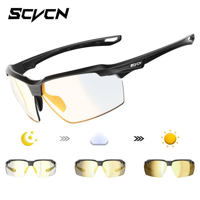 SCVCN Photochromic Cycling Sunglasses Marathon Running Glasses Men Outdoor Sports Women Driving Bicycle Bike Eyewear New